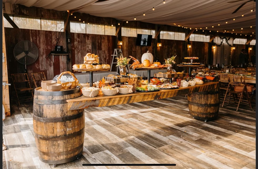 Whiskey Barrel Charcuterie Table